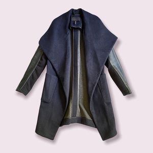 BCBG Maxazria Asymmetrical Long Wool Blend Coat